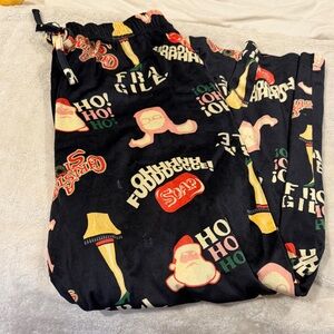 A Christmas Story Festive Black Pajama Pants with Holiday Print